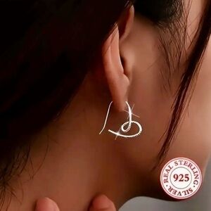 Women’s Elegant 925 Sterling Silver Hollow Heart Twist Dangle Earrings -…